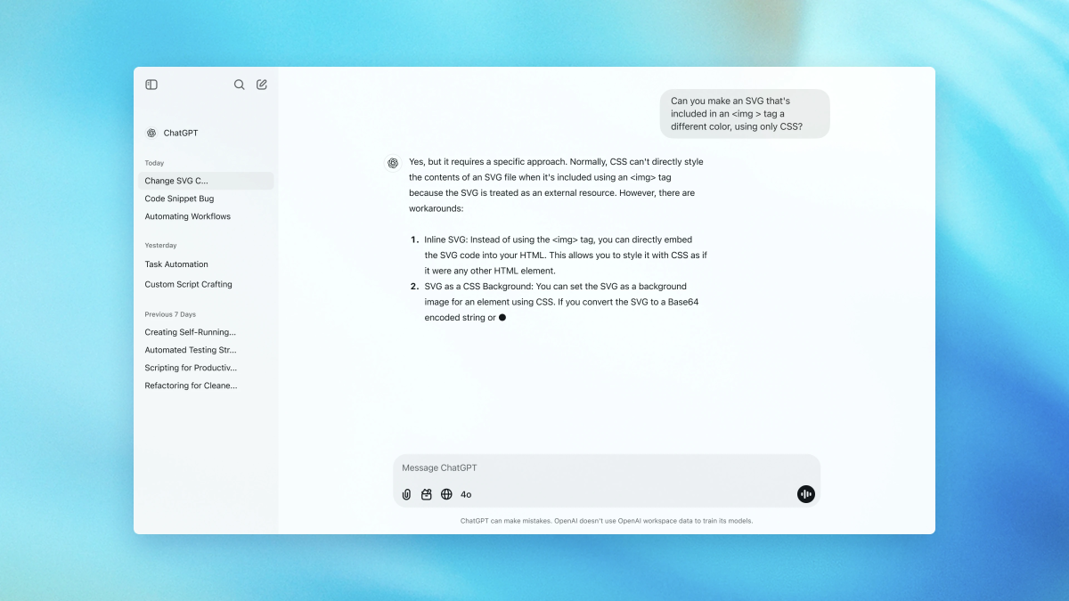 ChatGPT screenshot